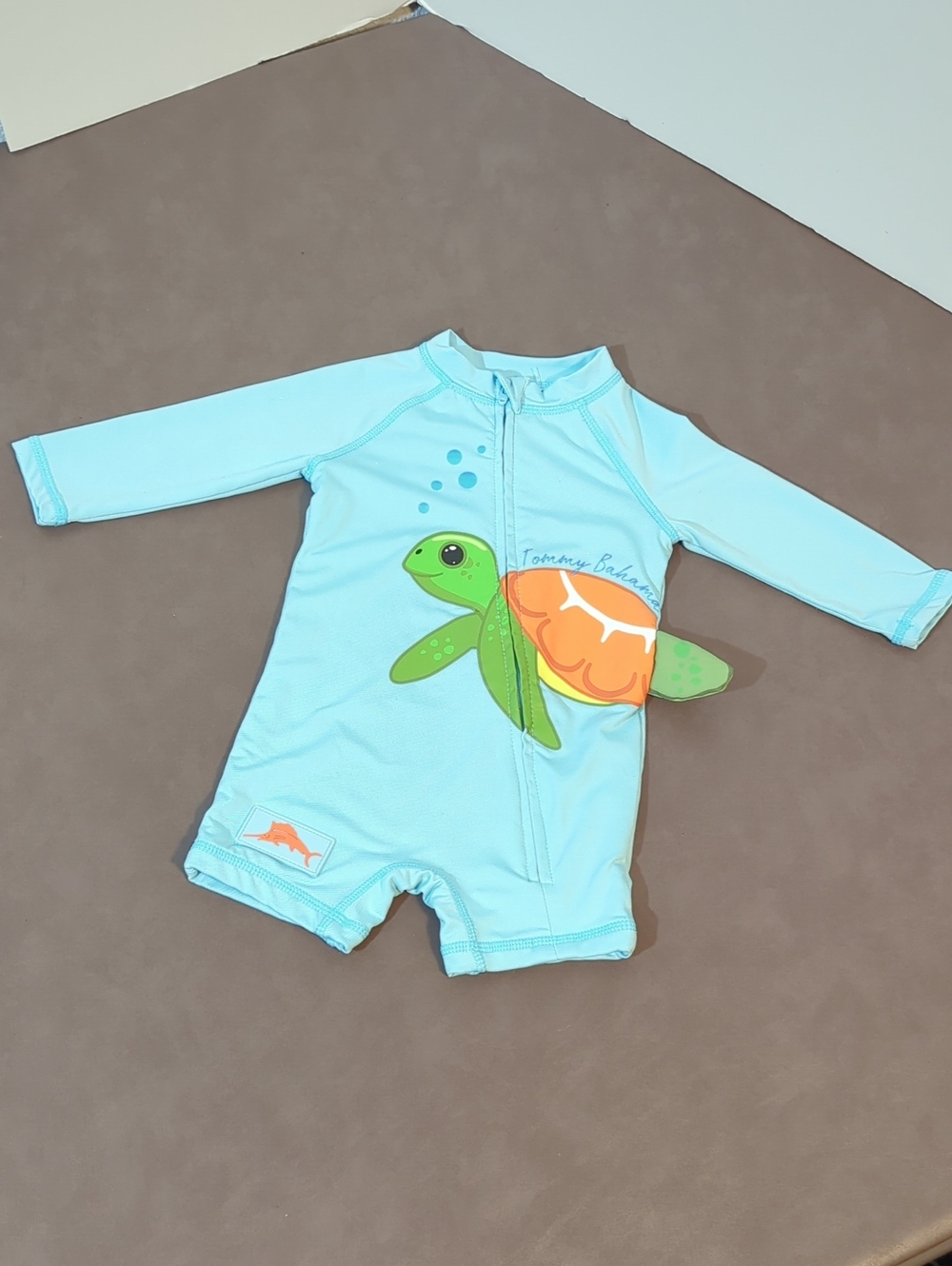 Tommy Bahama Swimsuit 3-6 mo Blue With Sea Turtle Long Sleeve Zip